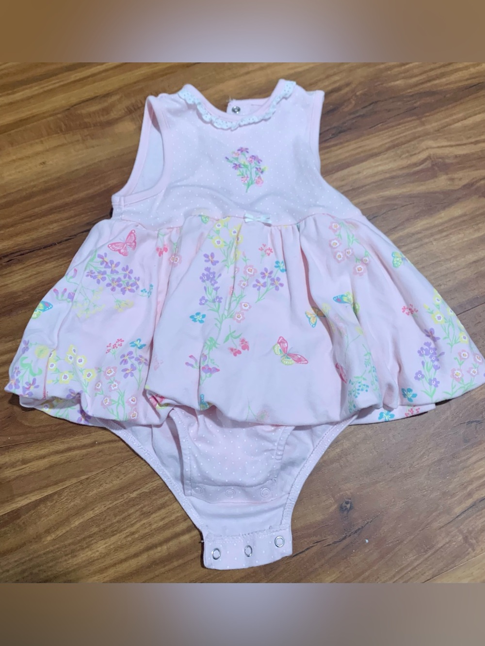 Little Me Pale Pink Lace-Trim Bodysuit